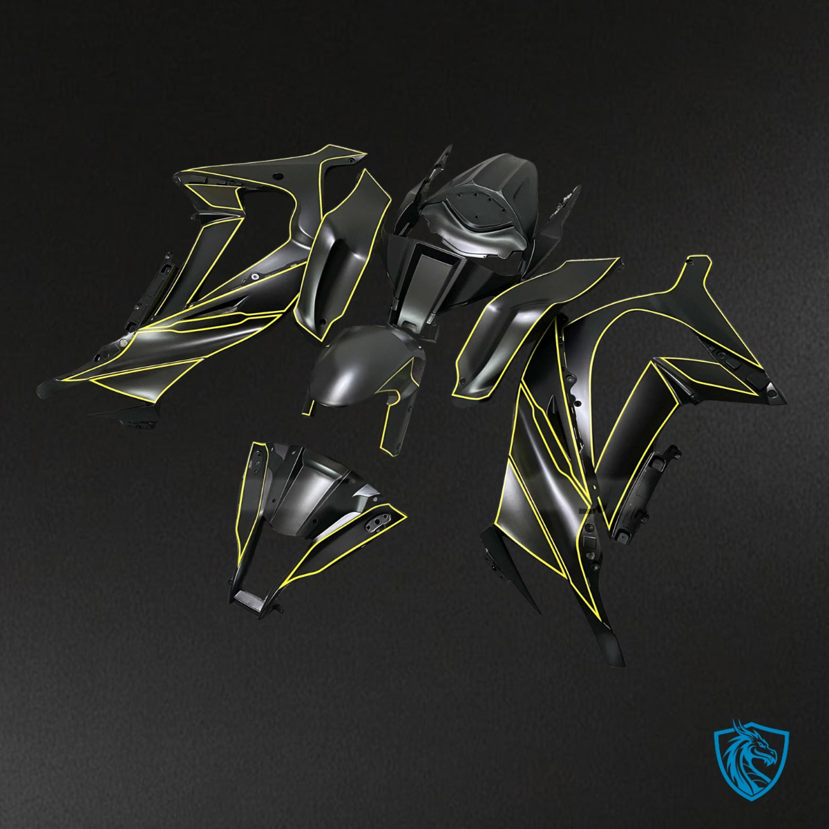Kawasaki ZX10R (2011-2015) Matte Black & Yellow Fairing Kit | ABS Bodywork