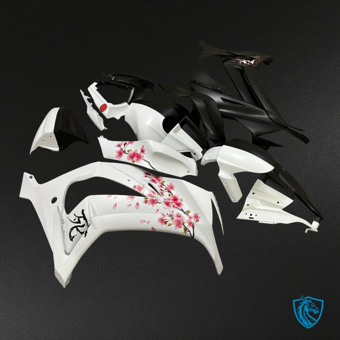 Kawasaki ZX10R (2011-2015) Gloss Black & White Split - Custom ABS Fairing Kit