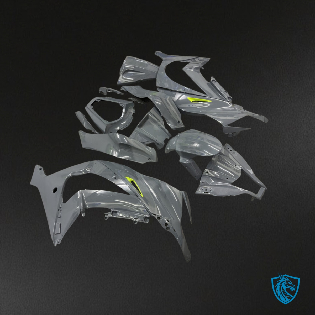 Kawasaki ZX10R (2011-2015) Nardo Grey & Green Fairing Kit - Aftermarket ABS Bodywork