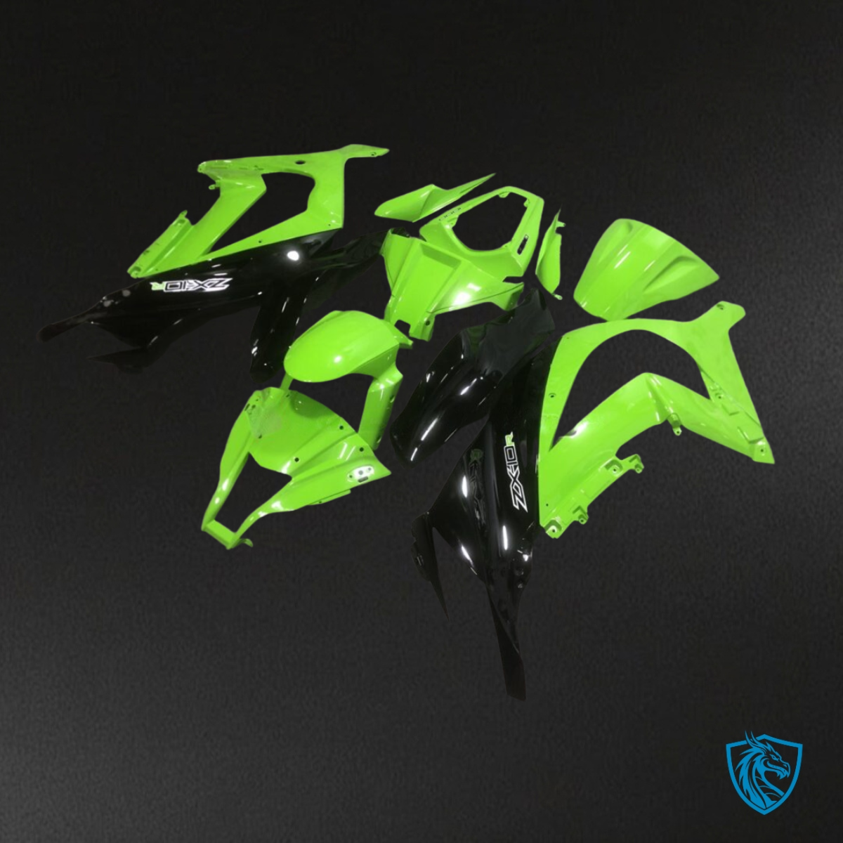Kawasaki ZX10R (2016-2020) Bright Green & Black - MERGEment Motorcycle Fairings Kit