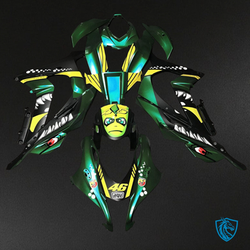 Kawasaki ZX10R (2016-2020) Green Shark & Yellow Fairing Kit - Aftermarket ABS Bodywork