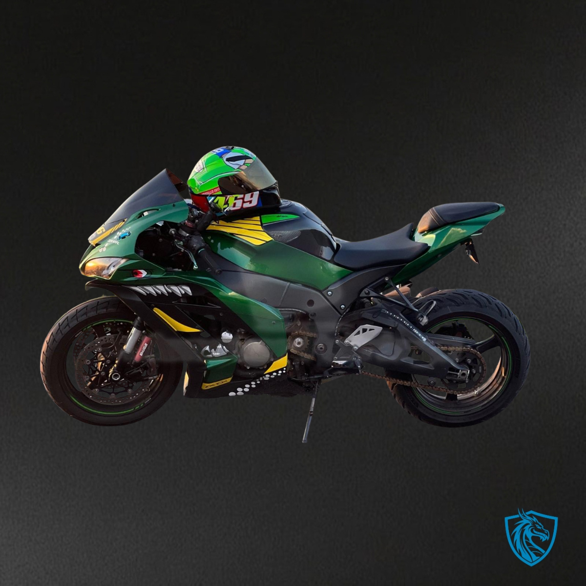 Kawasaki ZX10R (2016-2020) Green Shark & Yellow Fairing Kit - Aftermarket ABS Bodywork