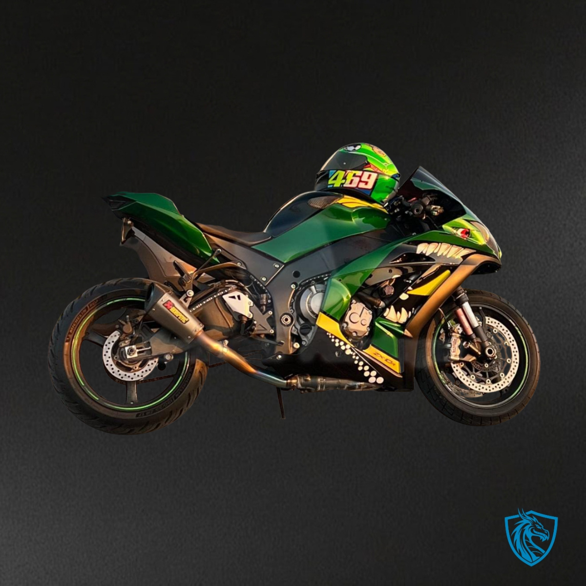 Kawasaki ZX10R (2016-2020) Green Shark & Yellow Fairing Kit - Aftermarket ABS Bodywork