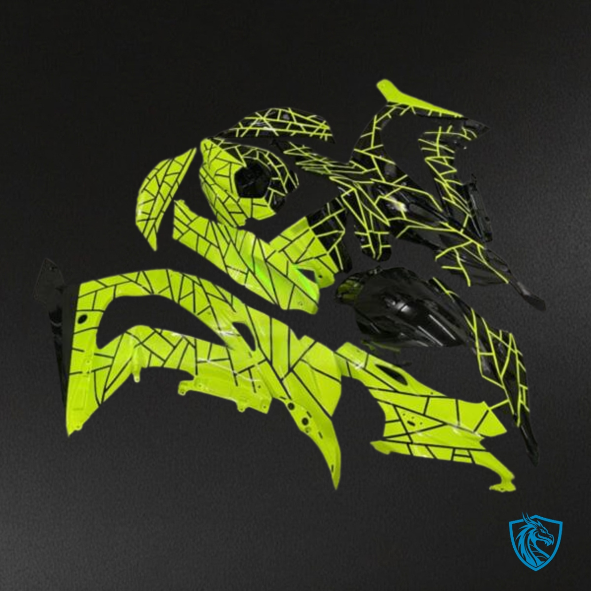 Kawasaki ZX10R (2016-2020) Gloss Black & Green Split Fairing Kit | ABS Bodywork