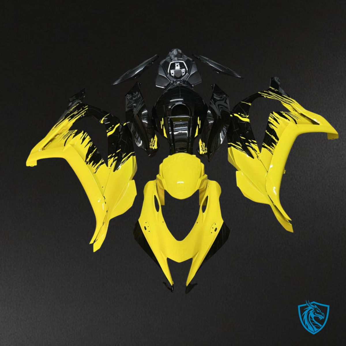 Kawasaki ZX10R (2016-2020) Gloss Black & Yellow - MERGEment Motorcycle Fairings Kit
