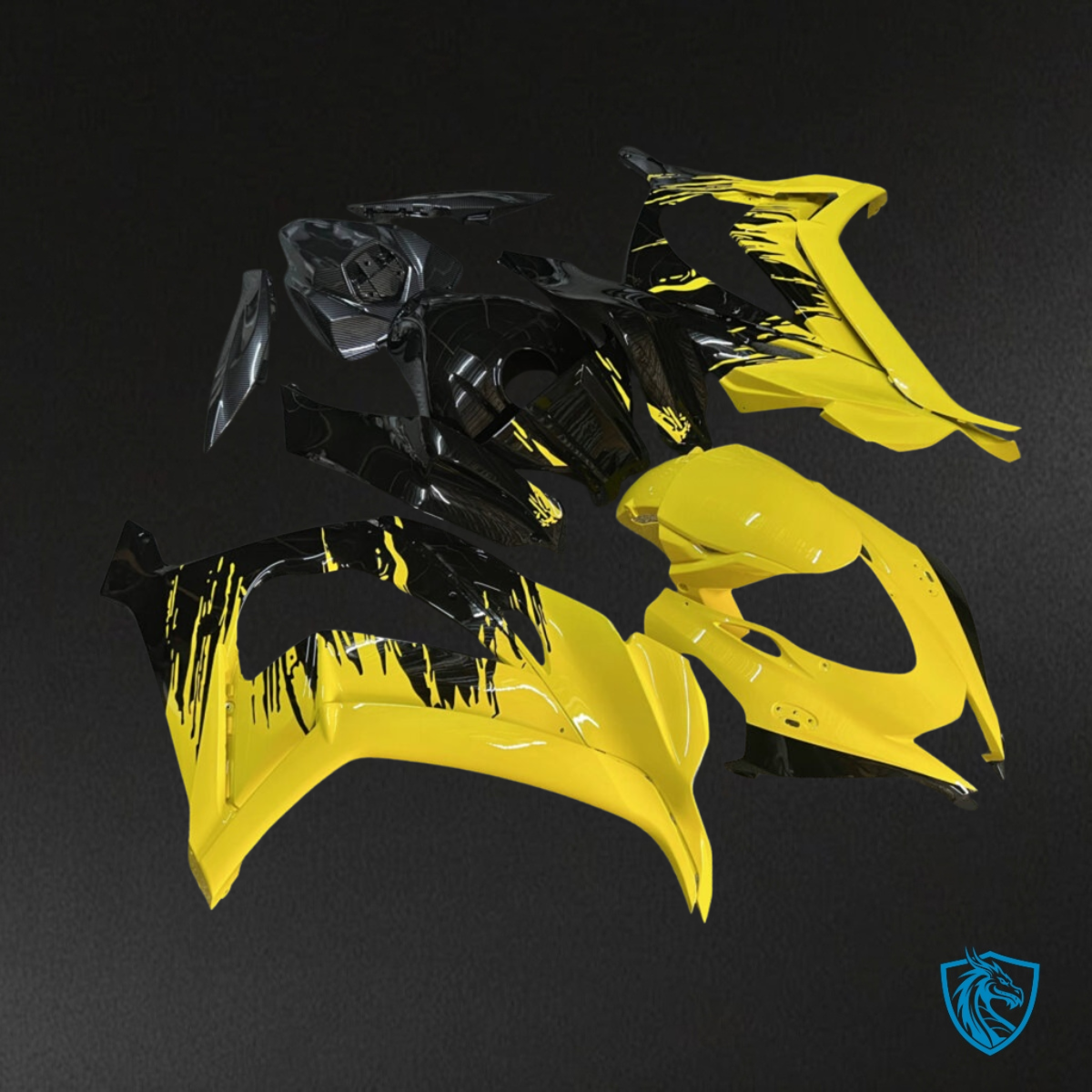 Kawasaki ZX10R (2016-2020) Gloss Black & Yellow - MERGEment Motorcycle Fairings Kit