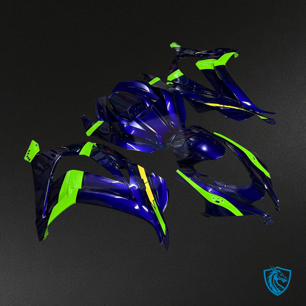 Kawasaki ZX10R (2016-2020) Gloss Deep Blue & Green Fairing Kit | ABS Bodywork