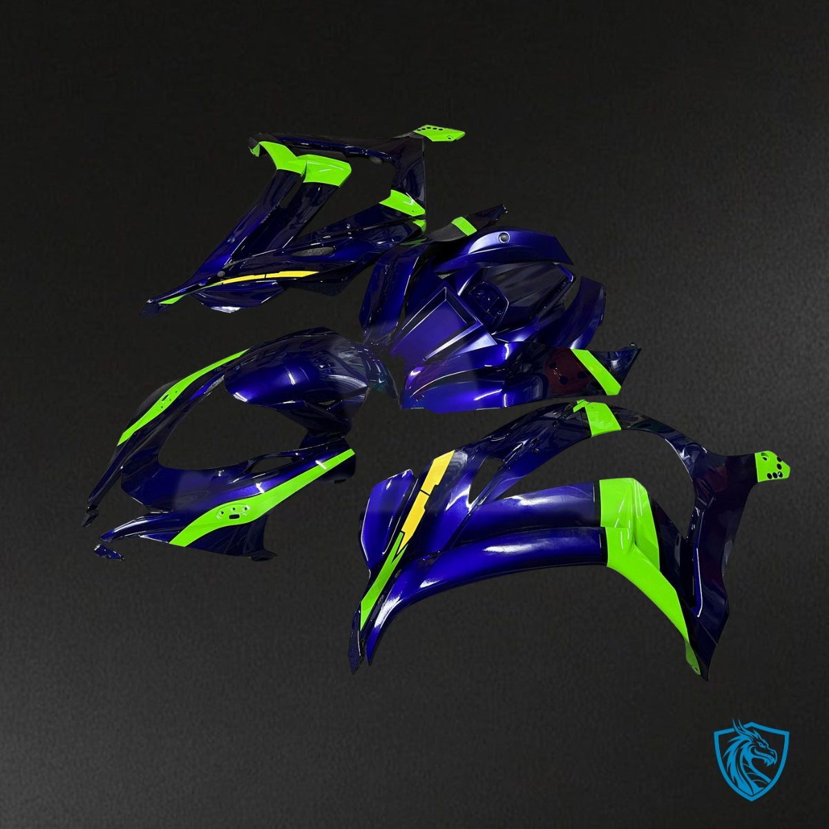 Kawasaki ZX10R (2016-2020) Gloss Deep Blue & Green Fairing Kit | ABS Bodywork