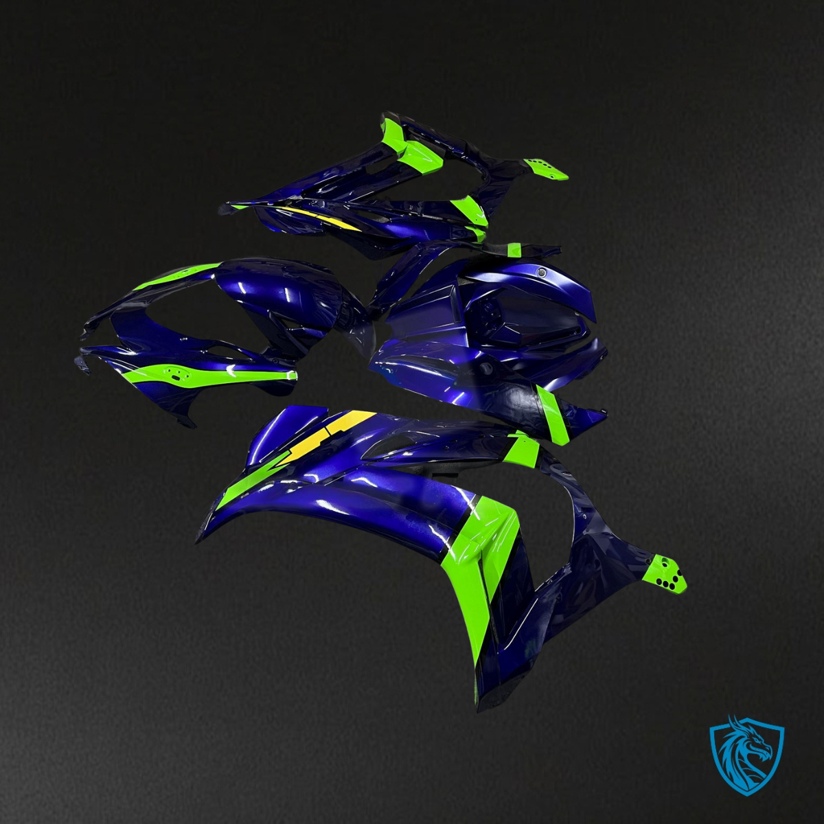Kawasaki ZX10R (2016-2020) Gloss Deep Blue & Green Fairing Kit | ABS Bodywork