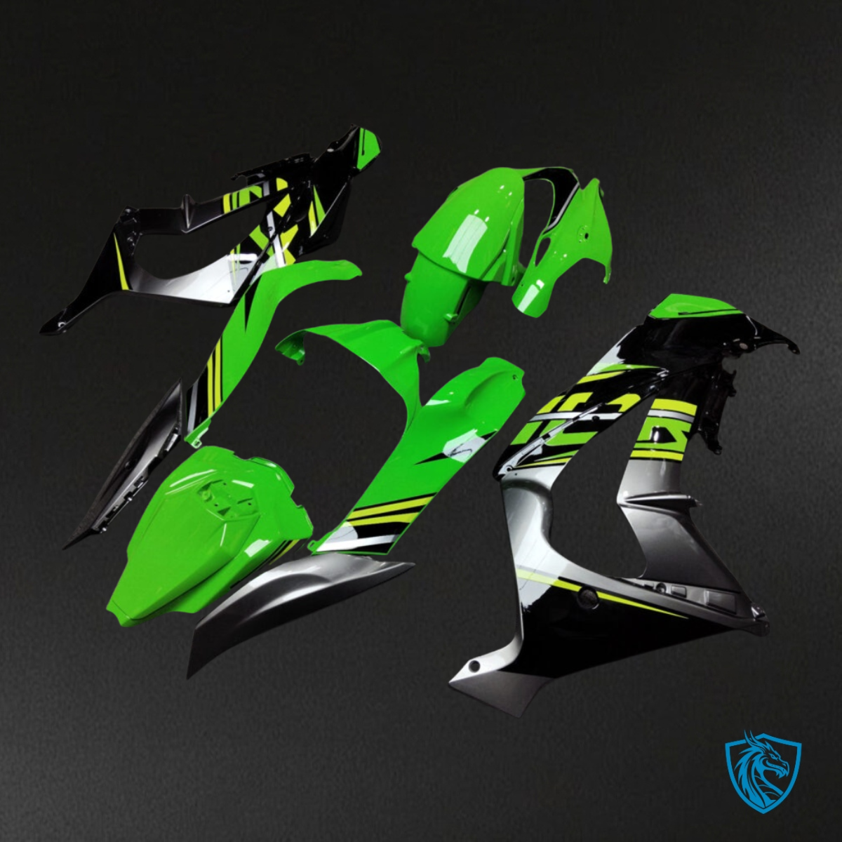 Kawasaki ZX10R (2016-2020) Gloss Green & Black Gray Fairing Kit | ABS Bodywork
