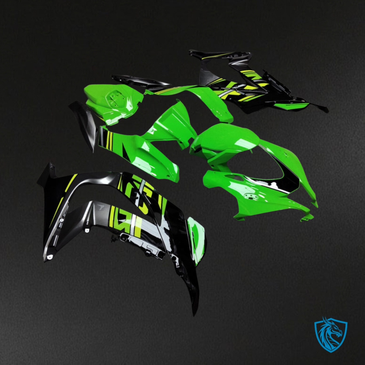 Kawasaki ZX10R (2016-2020) Gloss Green & Black Gray Fairing Kit | ABS Bodywork