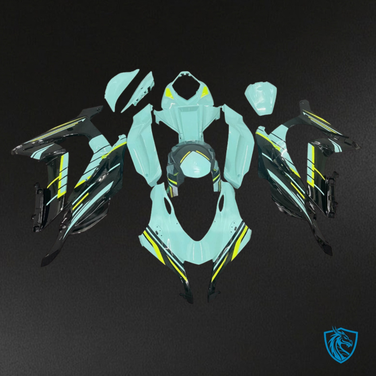 Kawasaki ZX10R (2016-2020) Gloss Light Teal & Black Fairing Kit - Aftermarket ABS Bodywork