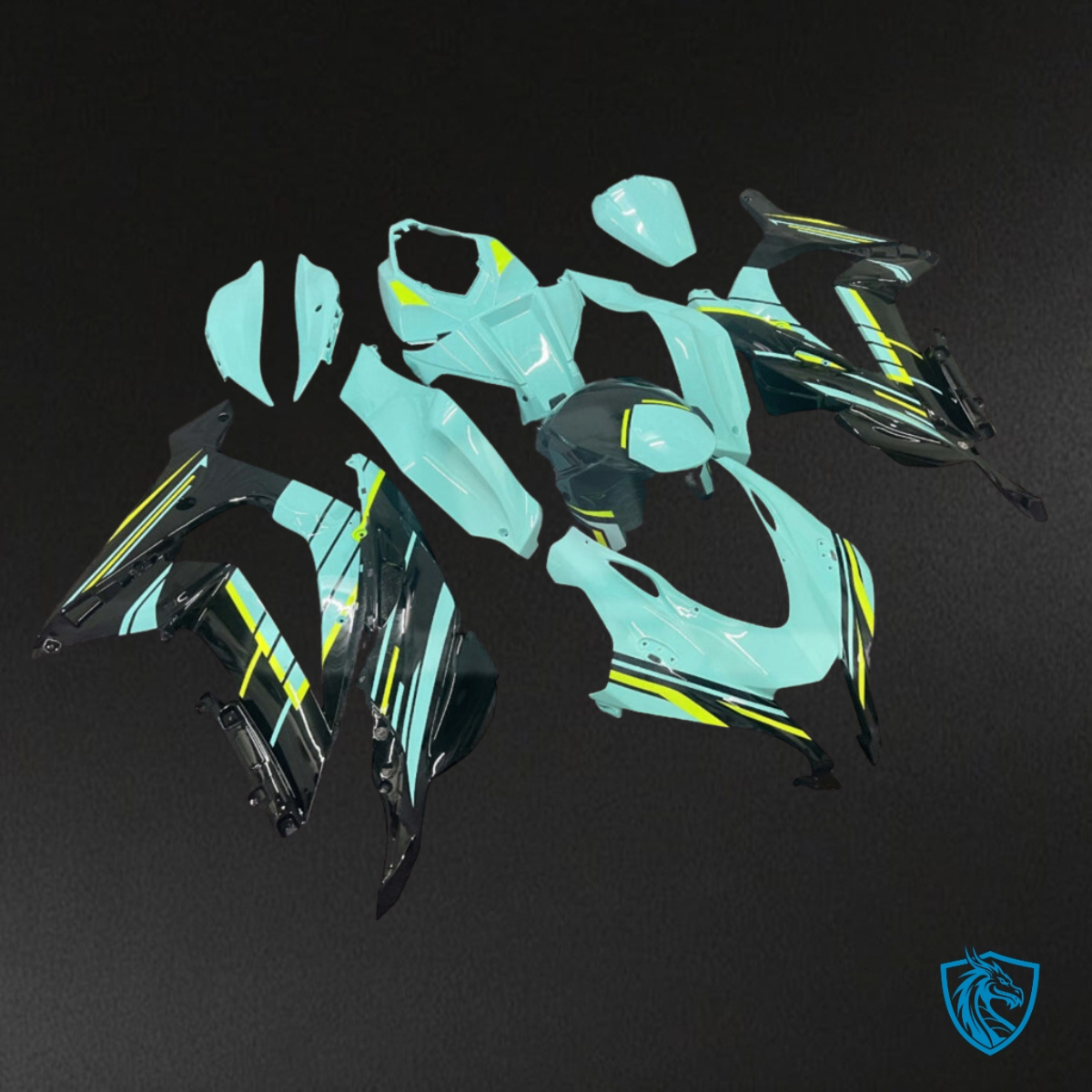 Kawasaki ZX10R (2016-2020) Gloss Light Teal & Black Fairing Kit - Aftermarket ABS Bodywork