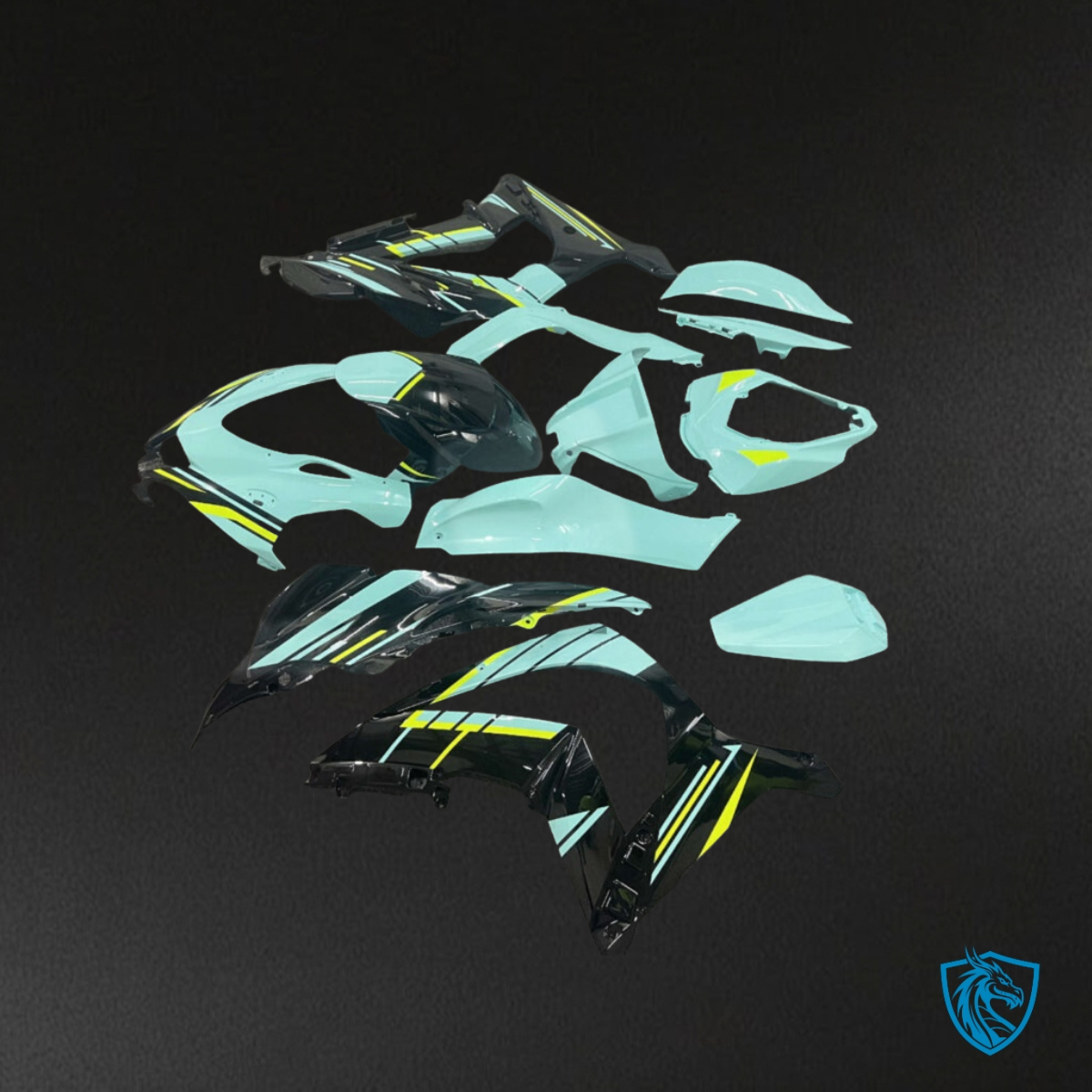 Kawasaki ZX10R (2016-2020) Gloss Light Teal & Black Fairing Kit - Aftermarket ABS Bodywork