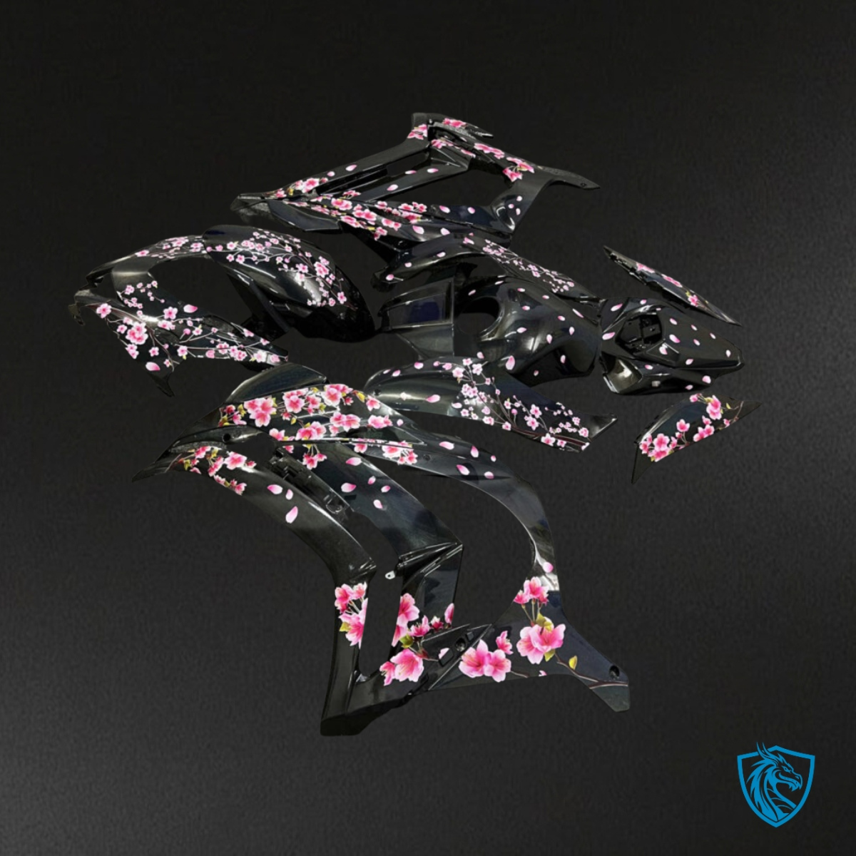 Kawasaki ZX10R (2016-2020) Metallic Black & Pink Cherry Blossom - Custom ABS Fairing Kit