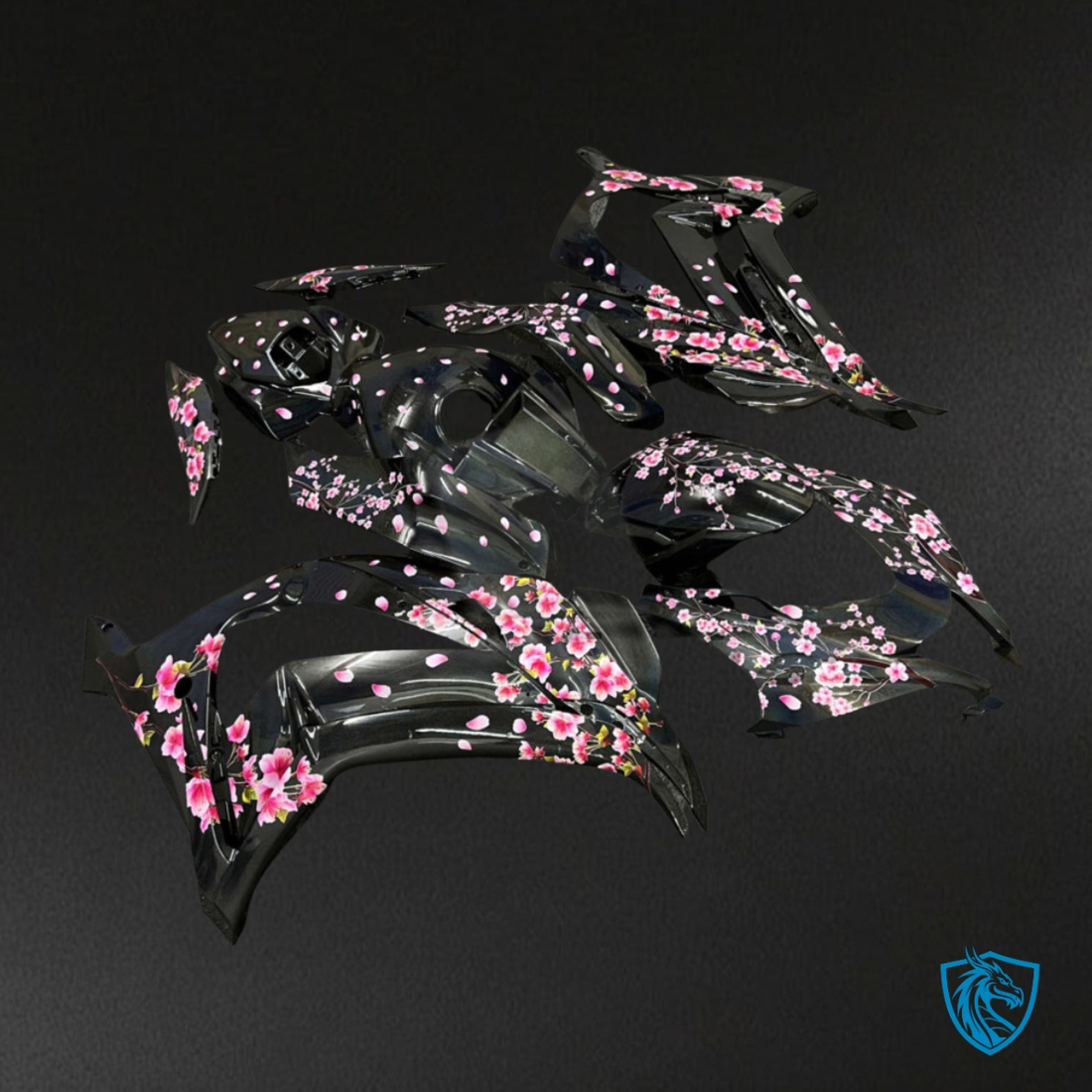 Kawasaki ZX10R (2016-2020) Metallic Black & Pink Cherry Blossom - Custom ABS Fairing Kit