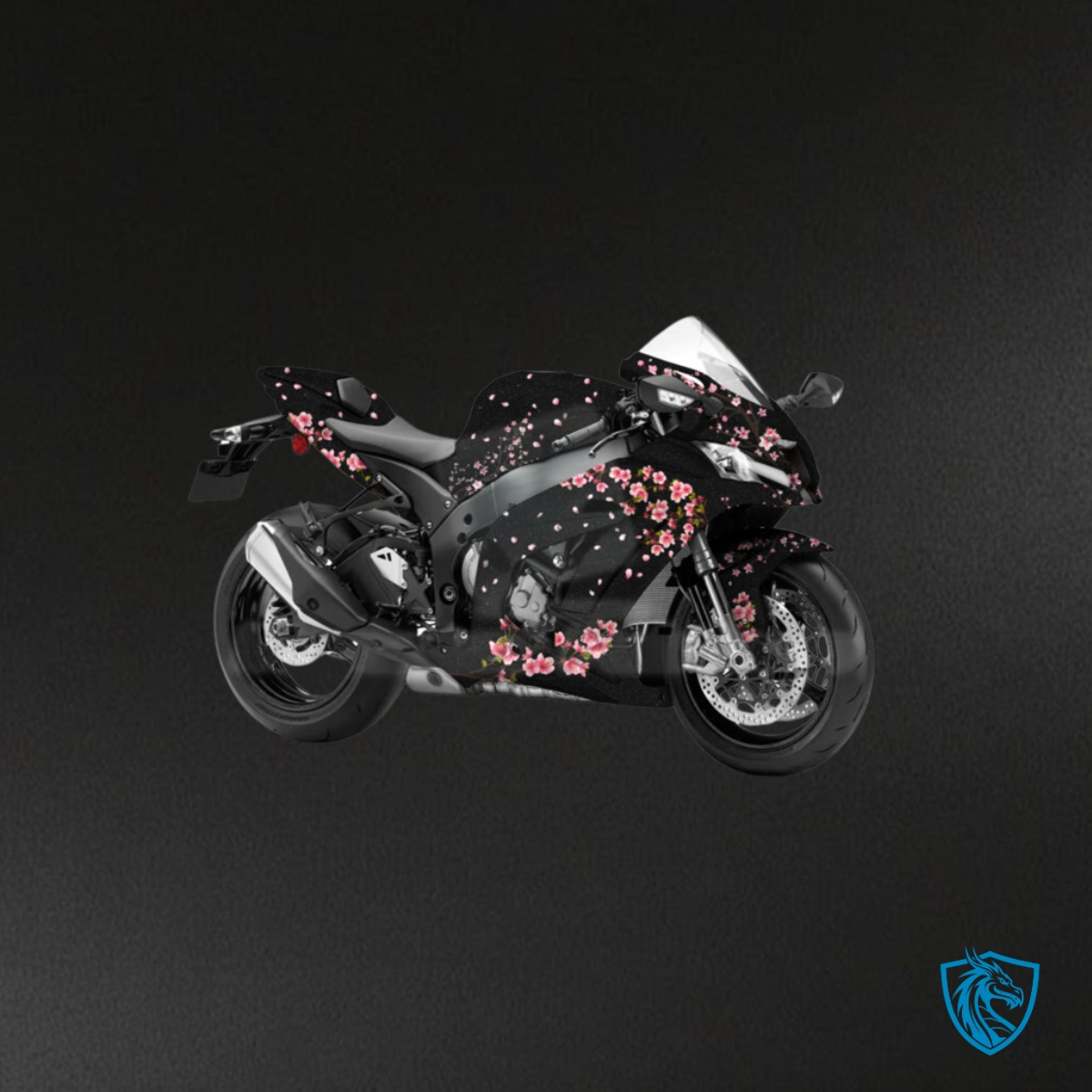 Kawasaki ZX10R (2016-2020) Metallic Black & Pink Cherry Blossom - Custom ABS Fairing Kit
