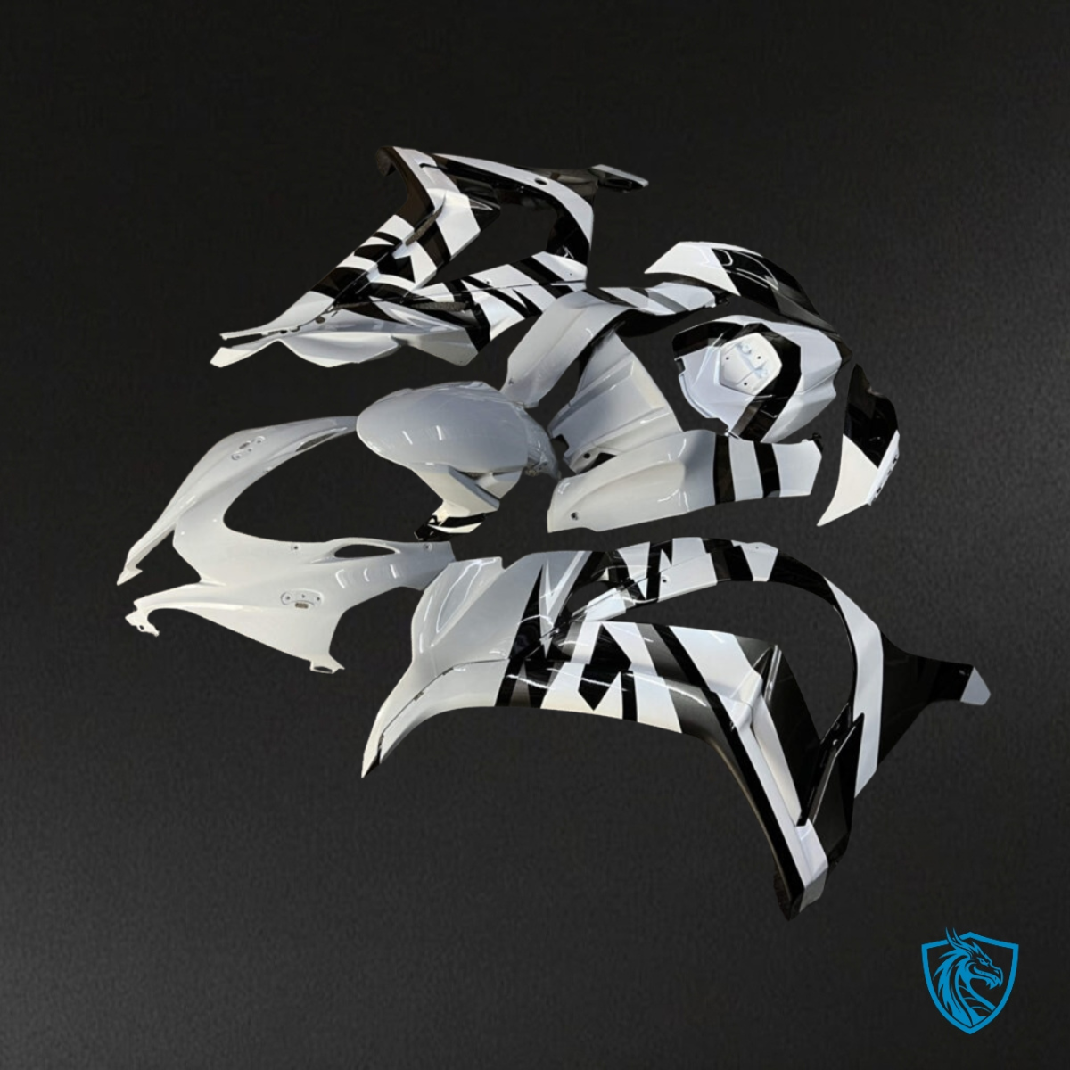 Kawasaki ZX10R (2016-2020) Gloss Black & White - MERGEment Motorcycle Fairings Kit