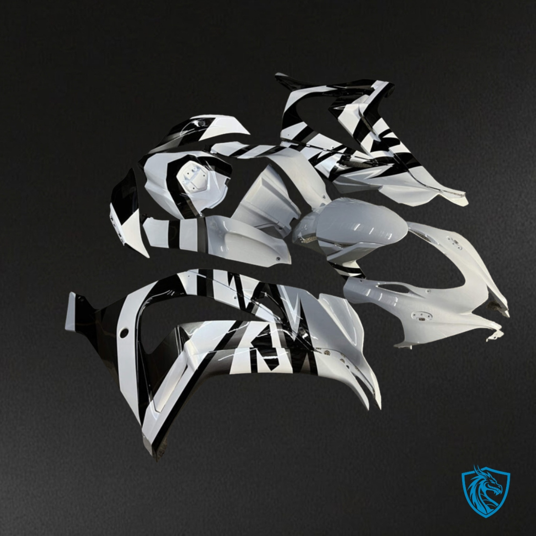 Kawasaki ZX10R (2016-2020) Gloss Black & White - MERGEment Motorcycle Fairings Kit