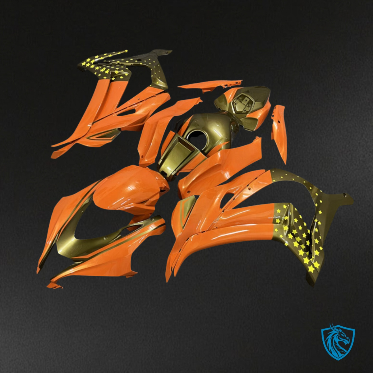 Kawasaki ZX10R (2016-2020) Gloss Orange & Gold - MERGEment Motorcycle Fairings Kit