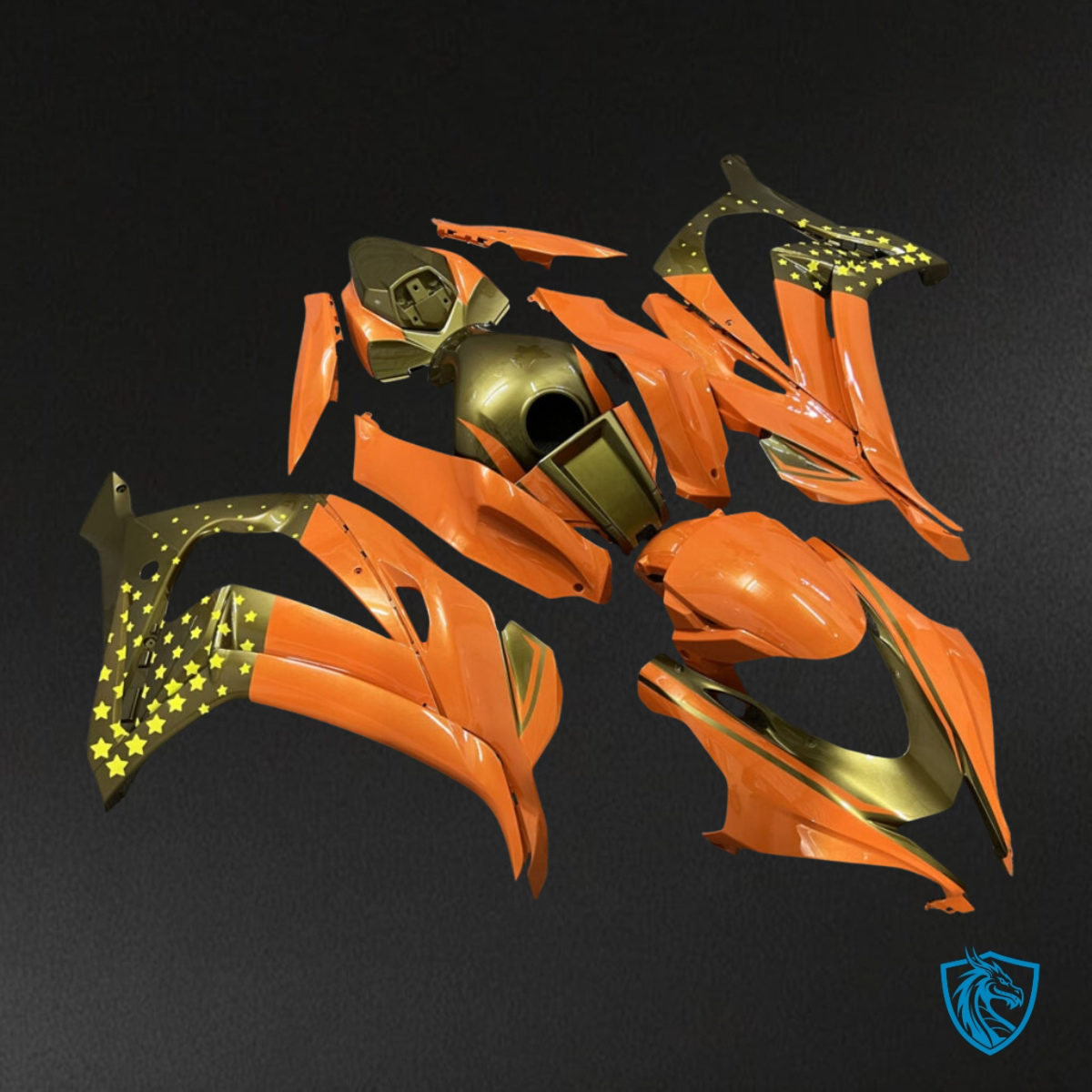 Kawasaki ZX10R (2016-2020) Gloss Orange & Gold - MERGEment Motorcycle Fairings Kit