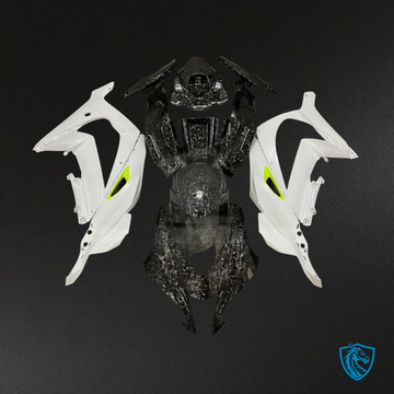 Kawasaki ZX10R (2016-2020) Gloss Pearl White & Black Carbon Fiber - Custom ABS Fairing Kit