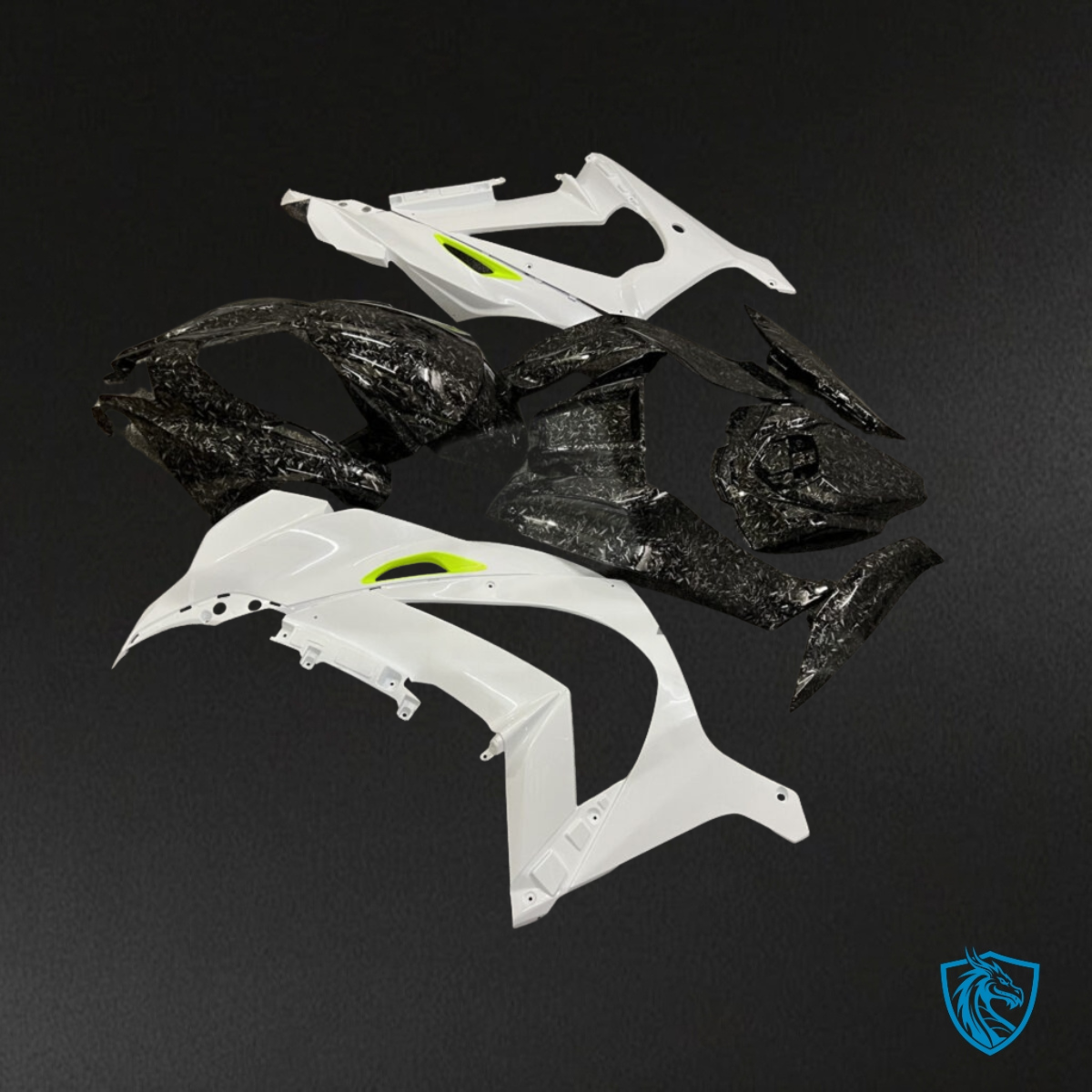 Kawasaki ZX10R (2016-2020) Gloss Pearl White & Black Carbon Fiber - Custom ABS Fairing Kit