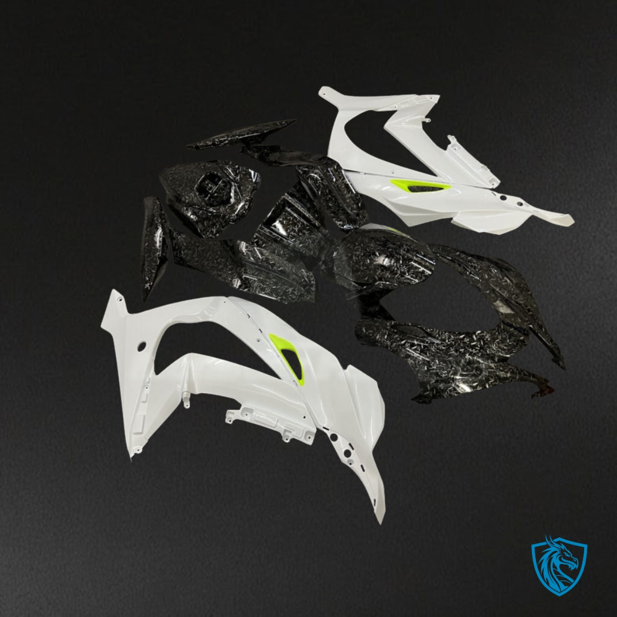 Kawasaki ZX10R (2016-2020) Gloss Pearl White & Black Carbon Fiber - Custom ABS Fairing Kit