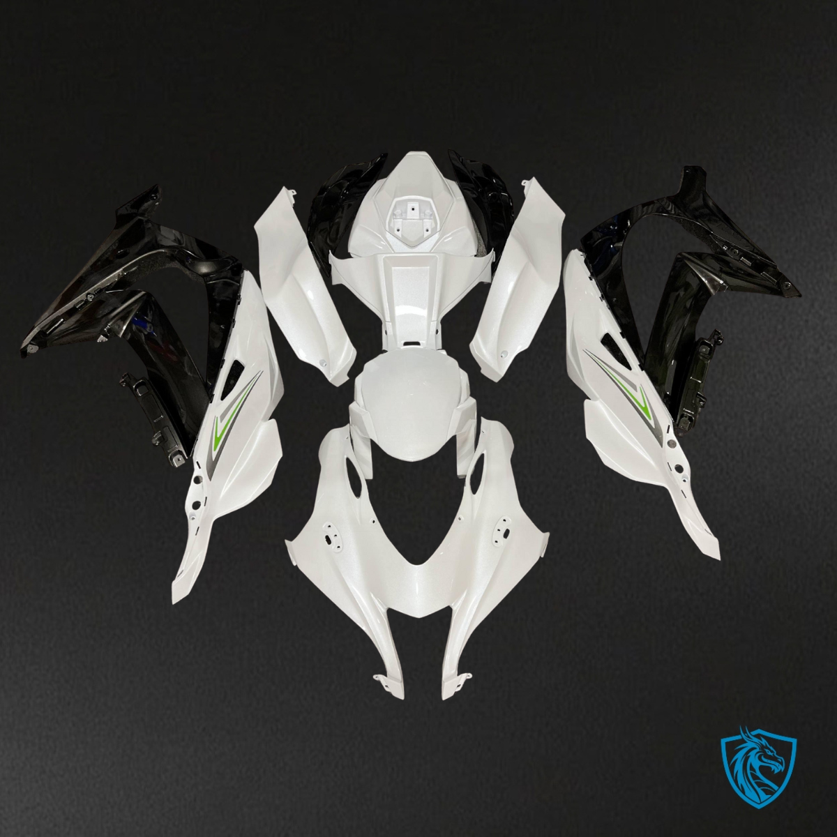 Kawasaki ZX10R (2016-2020) Gloss Pearl White & Black Fairing Kit | ABS Bodywork