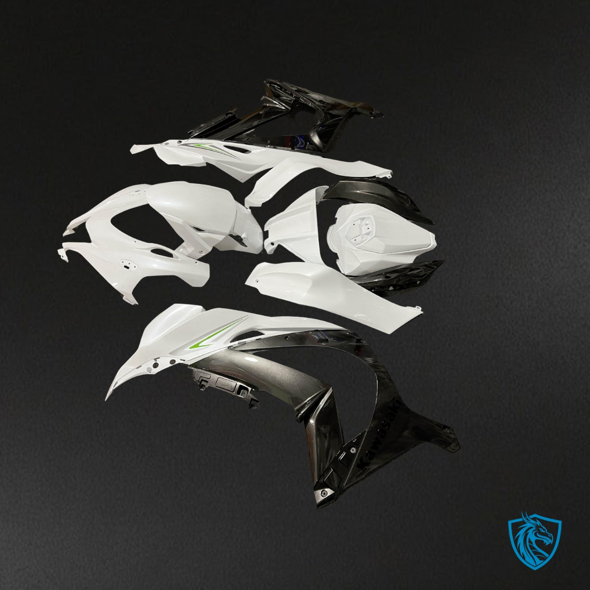 Kawasaki ZX10R (2016-2020) Gloss Pearl White & Black Fairing Kit | ABS Bodywork