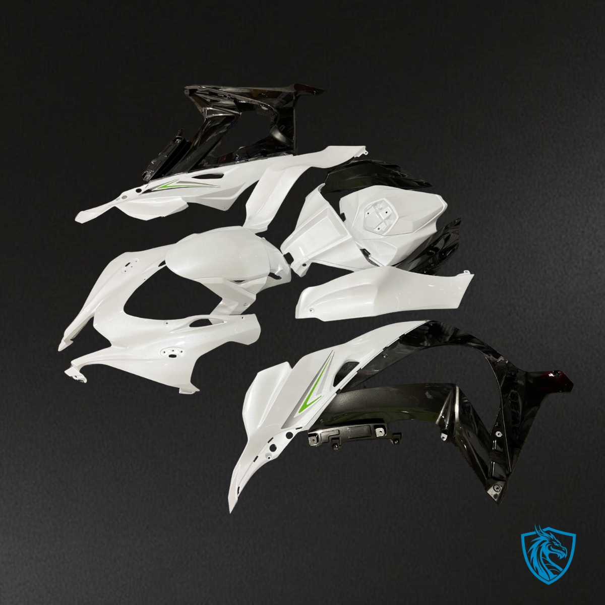 Kawasaki ZX10R (2016-2020) Gloss Pearl White & Black Fairing Kit | ABS Bodywork