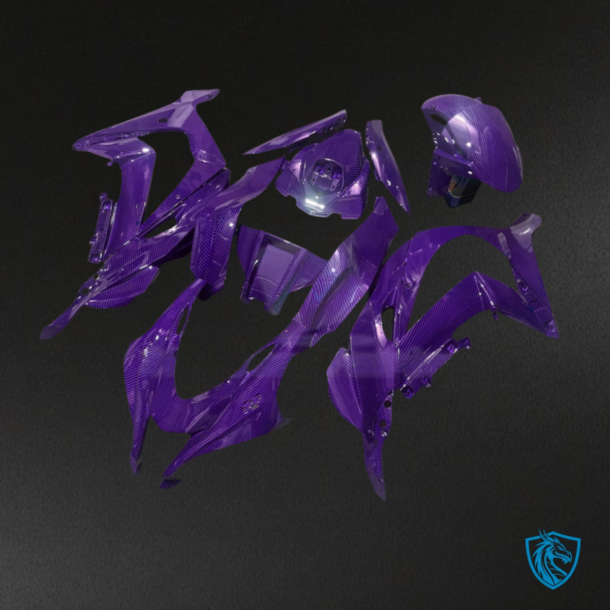 Kawasaki ZX10R (2016-2020) Gloss Purple Carbon Fiber Fairing Kit - Aftermarket ABS Bodywork