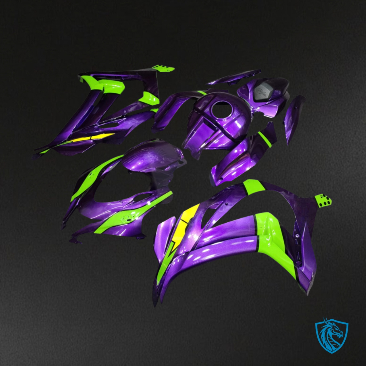 Kawasaki ZX10R (2016-2020) Gloss Purple & Green Fairing Kit | ABS Bodywork