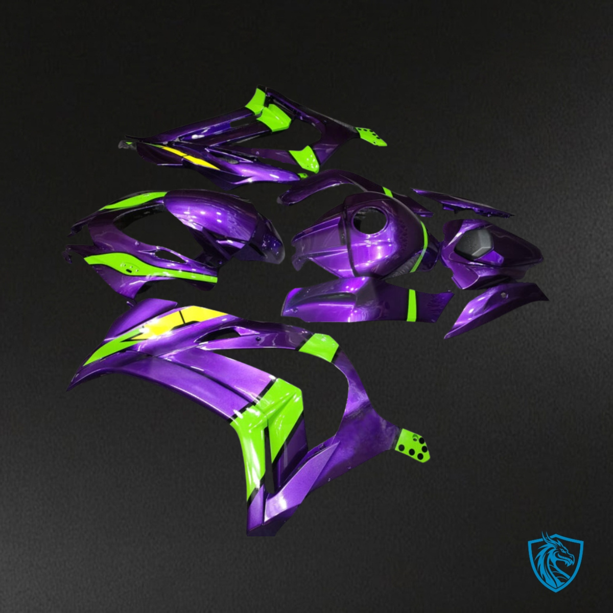 Kawasaki ZX10R (2016-2020) Gloss Purple & Green Fairing Kit | ABS Bodywork