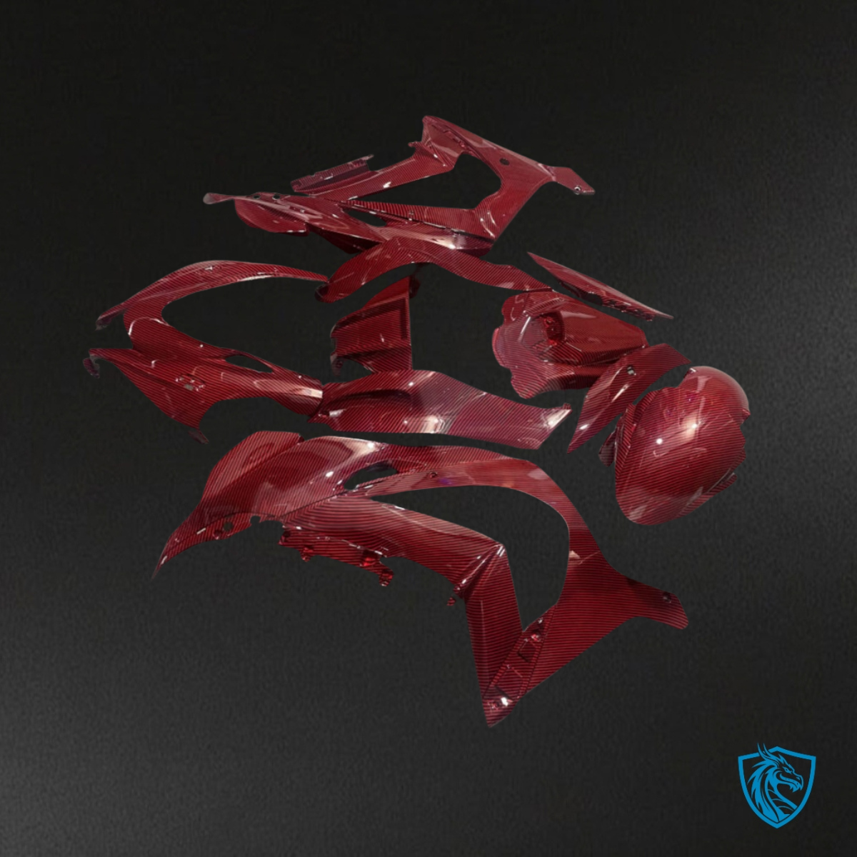Kawasaki ZX10R (2016-2020) Gloss Red Carbon Fiber Style - Custom ABS Fairing Kit