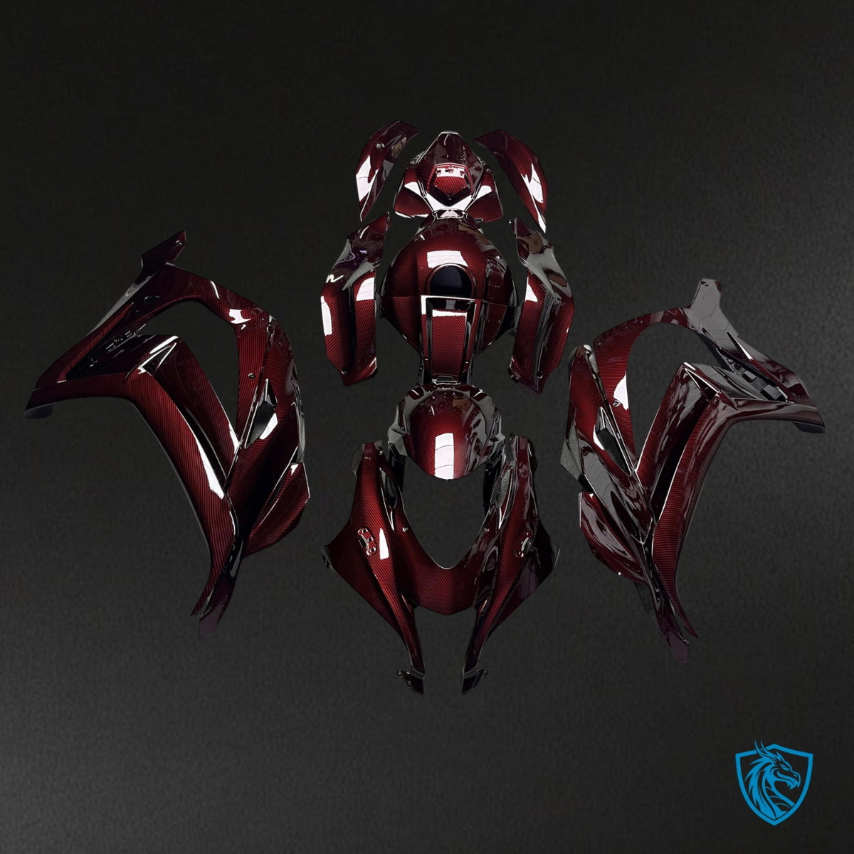 Kawasaki ZX10R (2016-2020) Gloss Red Carbon Fiber - MERGEment Motorcycle Fairings Kit