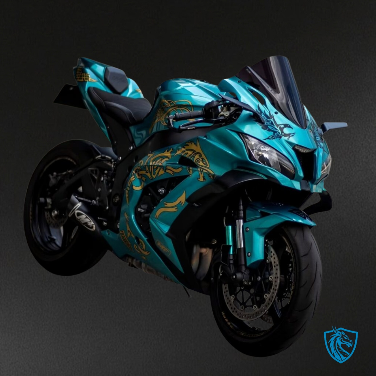 Kawasaki ZX10R (2016-2020) Gloss Teal & Gold Fairing Kit - Aftermarket ABS Bodywork