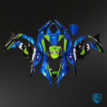 Kawasaki ZX10R (2016-2020) Black, Green & Blue Shark - MERGEment Motorcycle Fairings Kit
