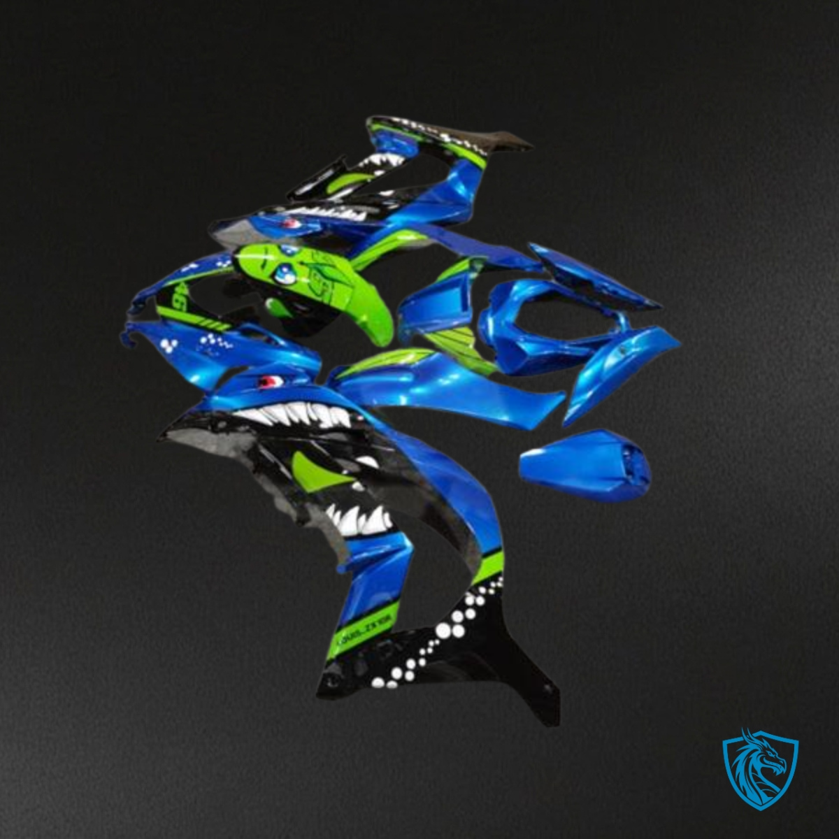 Kawasaki ZX10R (2016-2020) Black, Green & Blue Shark - MERGEment Motorcycle Fairings Kit