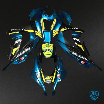 Kawasaki ZX10R (2016-2020) Light Blue & Black Shark Fairing Kit - Aftermarket ABS Bodywork