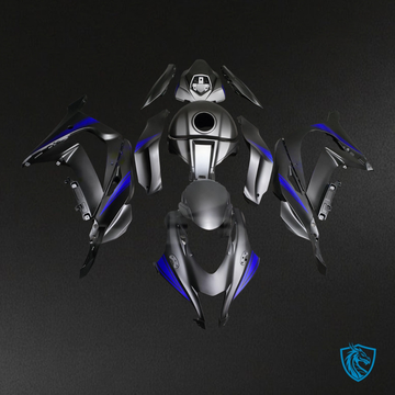 Kawasaki ZX10R (2016-2020) Matte Black & Blue Fairing Kit - Aftermarket ABS Bodywork