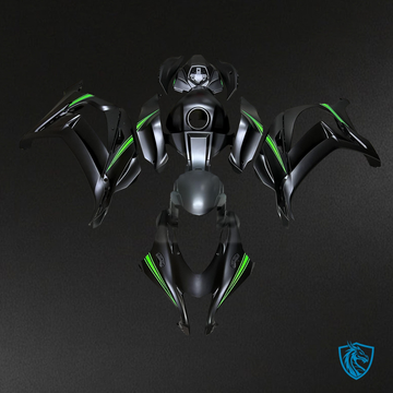 Kawasaki ZX10R (2016-2020) Matte Black & Green Fairing Kit | ABS Bodywork