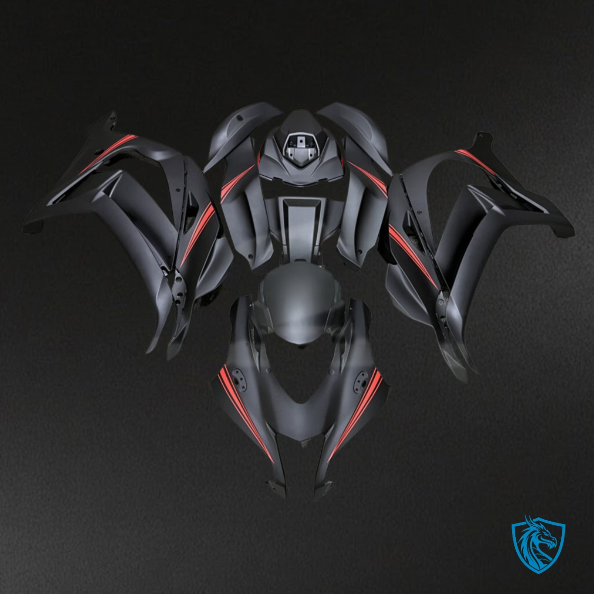 Kawasaki ZX10R (2016-2020) Matte Black & Red - Custom ABS Fairing Kit