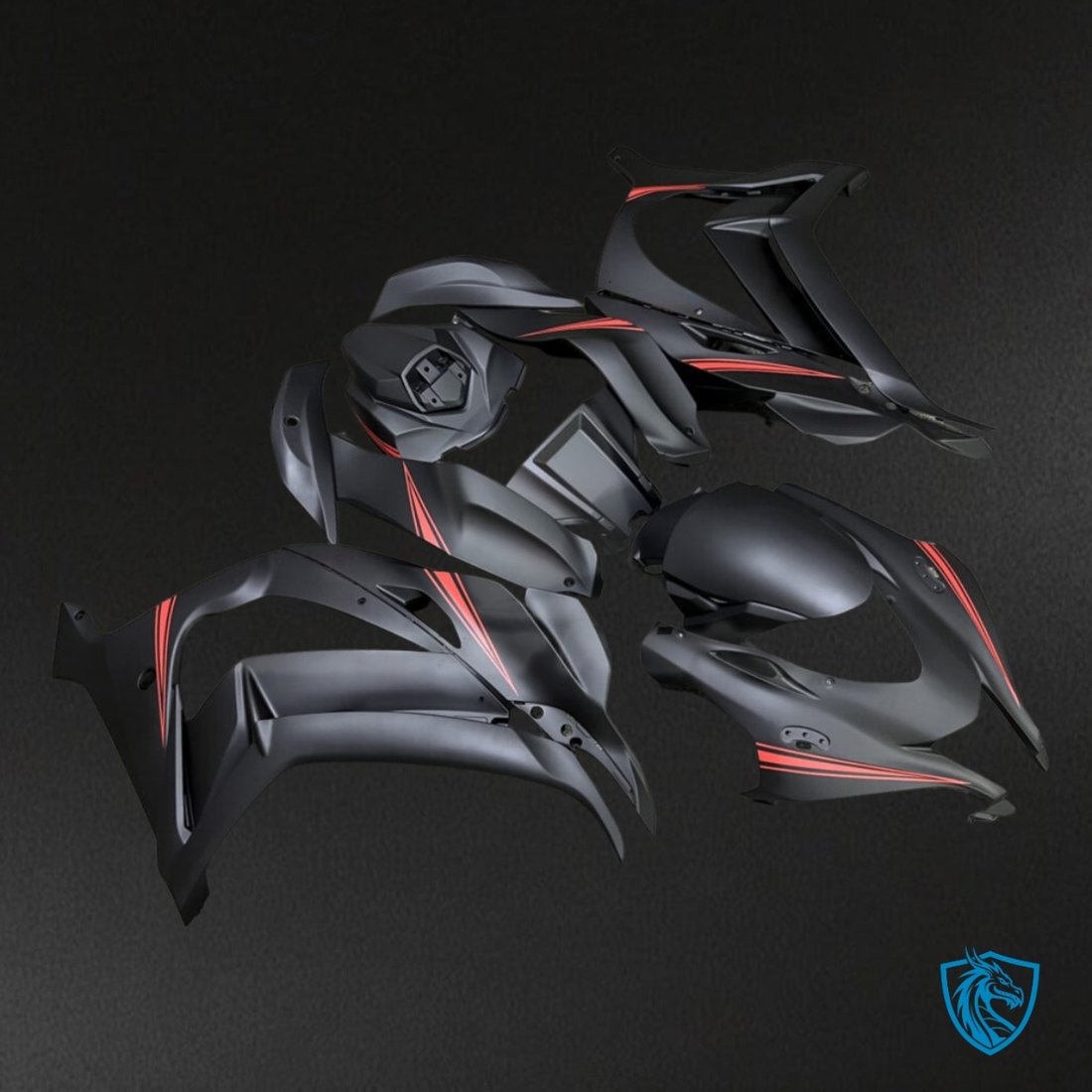 Kawasaki ZX10R (2016-2020) Matte Black & Red - Custom ABS Fairing Kit
