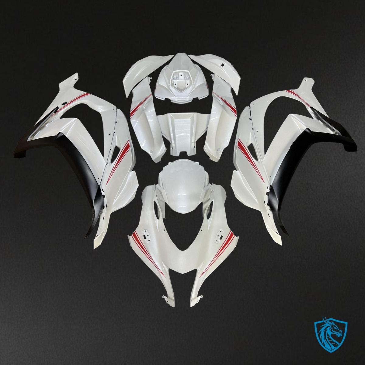 Kawasaki ZX10R (2016-2020) Pearl White & Red Fairing Kit - Aftermarket ABS Bodywork