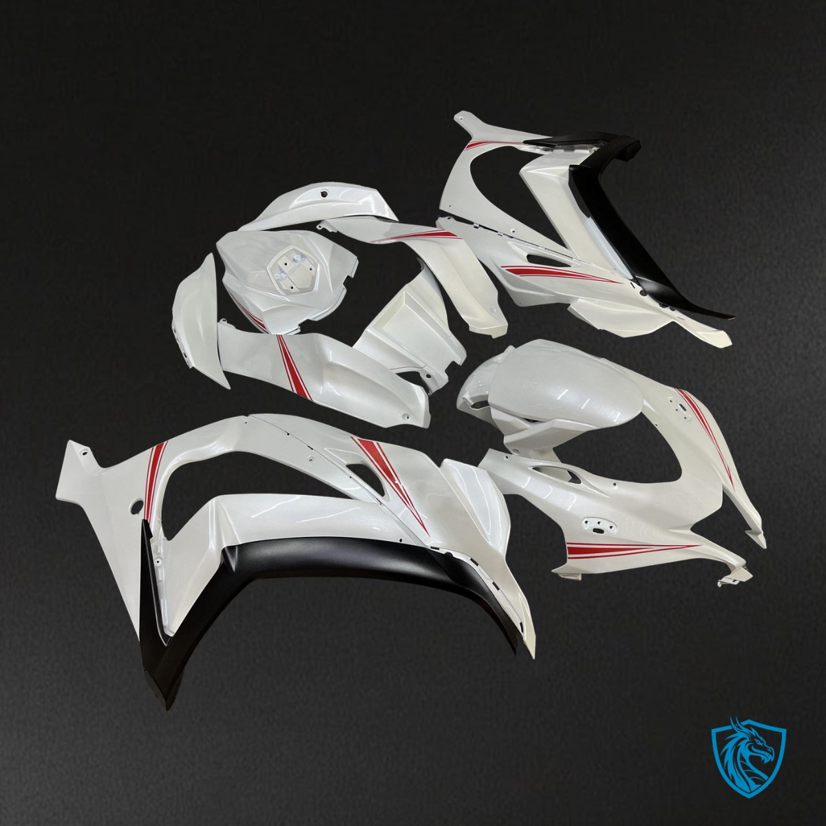 Kawasaki ZX10R (2016-2020) Pearl White & Red Fairing Kit - Aftermarket ABS Bodywork