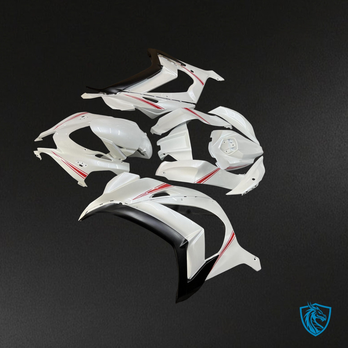 Kawasaki ZX10R (2016-2020) Pearl White & Red Fairing Kit - Aftermarket ABS Bodywork