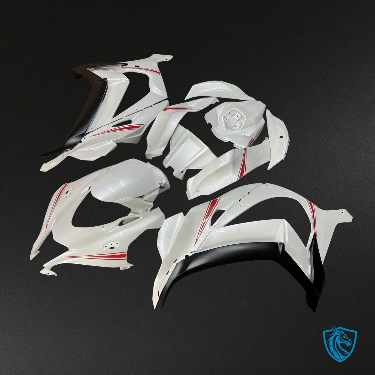 Kawasaki ZX10R (2016-2020) Pearl White & Red Fairing Kit - Aftermarket ABS Bodywork