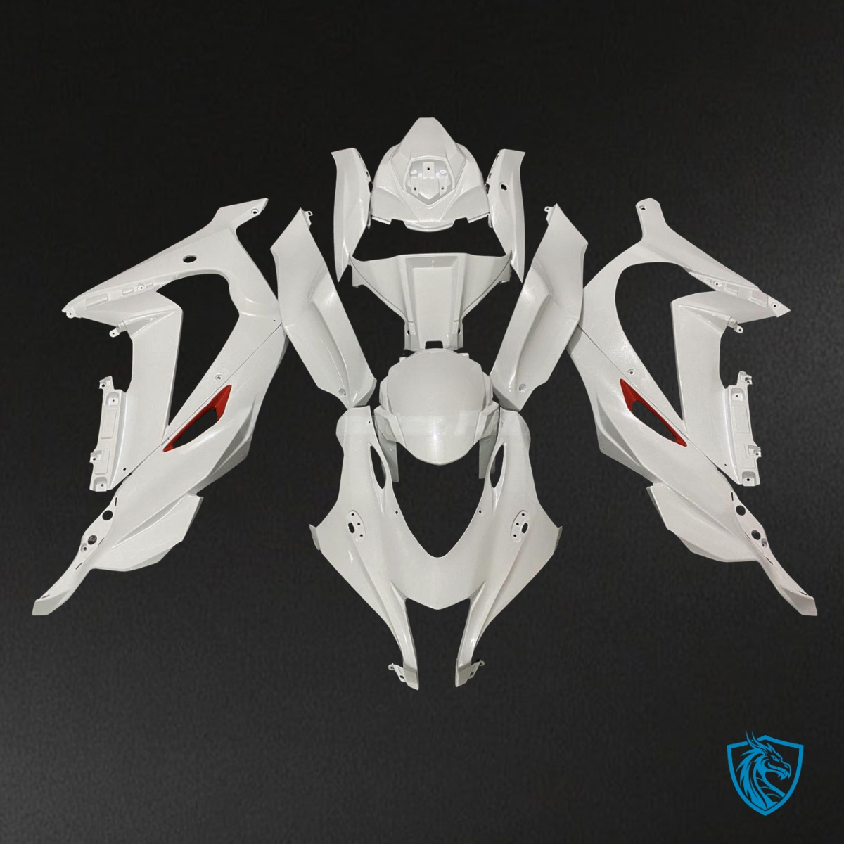 Kawasaki ZX10R (2016-2020) Pearl White & Red Trim - MERGEment Motorcycle Fairings Kit