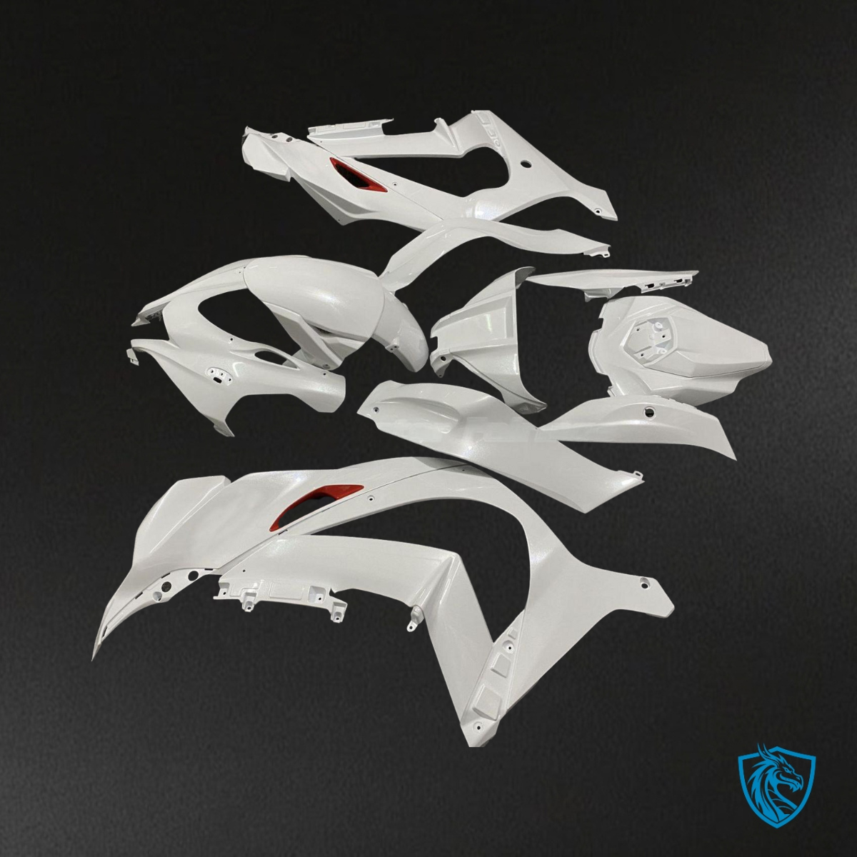 Kawasaki ZX10R (2016-2020) Pearl White & Red Trim - MERGEment Motorcycle Fairings Kit